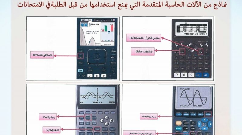 التربية تمنع استخدام بعض الآلات الحاسبة التي يمكن برمجتها وتسجيل معلومات عليها